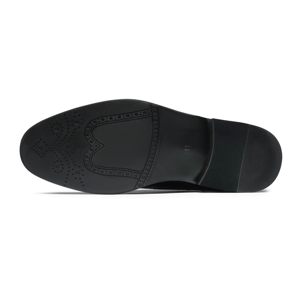 Men's Polished PU Leather Oxford Shoes - BLACK - 3